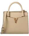 Versace 2 Way Leather Tote In Brown