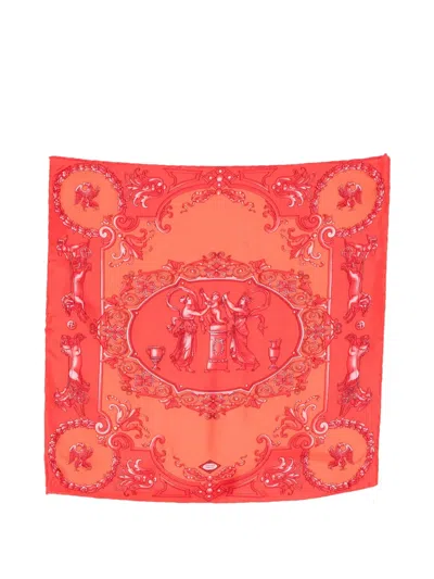 Pre-owned Versace 2000s Baroque-print Handkerchief In Red