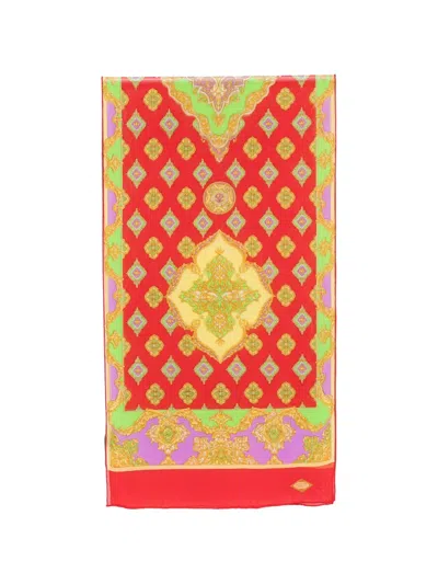 Pre-owned Versace 2000s Baroque-print Scarf In Red