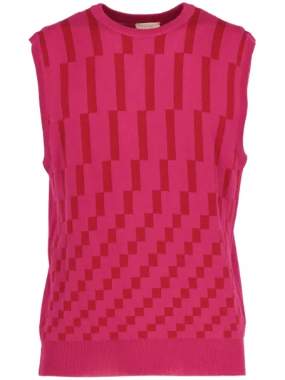 Pre-owned Versace 2000s Checkered Tank Top In Pink