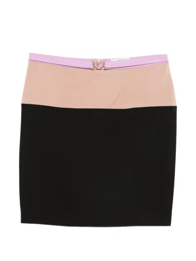 Pre-owned Versace 2000s Colour-block Mini Skirt In Black