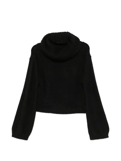 Pre-owned Versace 2000s Cowl-neck Knit Sweater In Black
