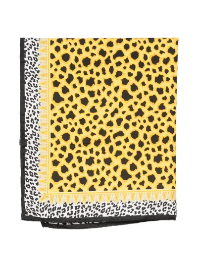 Pre-owned Versace 2000s Leopard-print Scarf In Yellow