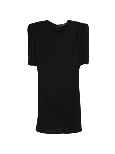 Pre-owned Versace 2000s Ruched-sleeve Midi Dress In Black