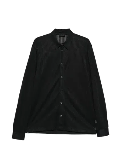 Pre-owned Versace 2000s Striped Shirt In Black