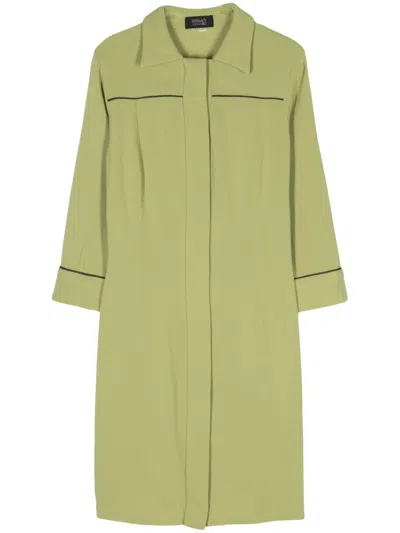 Pre-owned Versace 2000s Twill-weave Mini Dress In Green