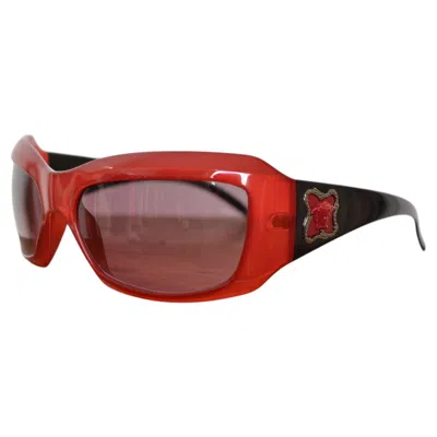 Pre-owned Versace 2000s  Raspberry Red Medusa Frame Burgundy Sunglasses