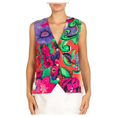Pre-owned Versace 2000s  Red & Multi Colored Vest