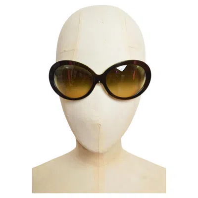 Pre-owned Versace 2000s Vintage  Black & Lime Green Oversized Large Oval Sunglasses
