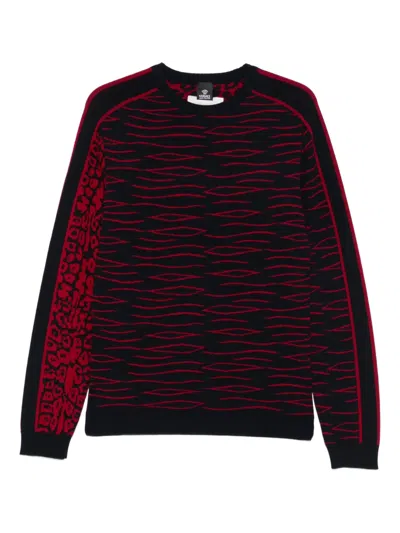 Pre-owned Versace 2000s Wave-print Sweater In Blue