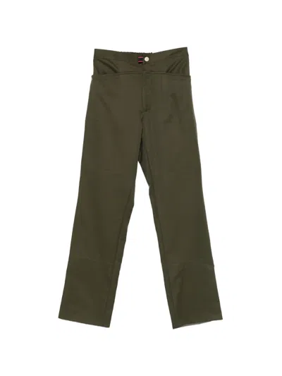 Pre-owned Versace 2000s Zip Trousers In Green