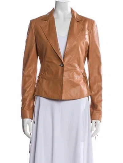 Pre-owned Versace 2003 Leather Blazer In Brown