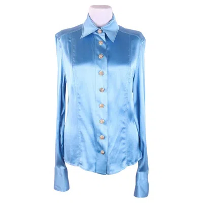 Pre-owned Versace 2005 Ss  Silk Shirt Blue