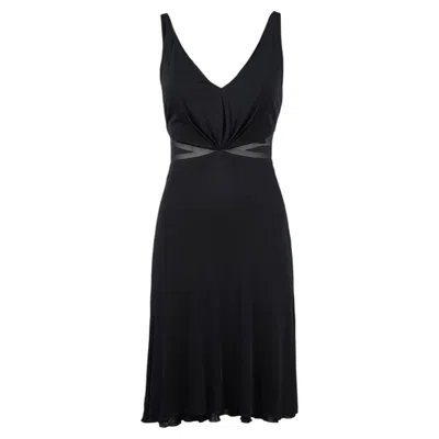 Pre-owned Versace 2009 Black Silk Blend Sheer Panel Dress, It 38