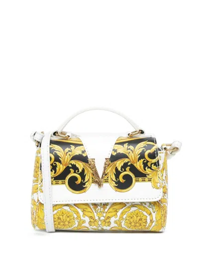 Pre-owned Versace 2010-2023 Leather Baroque Virtus Satchel In Gold