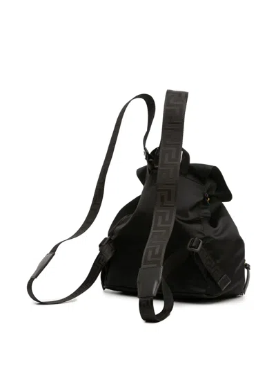 Pre-owned Versace 2010-2025 Nylon Medusa Backpack In Black
