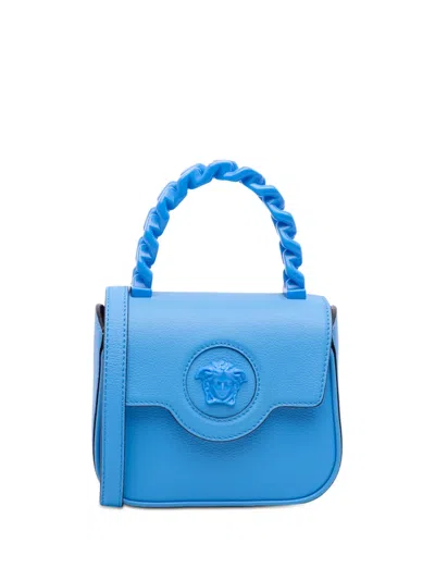 Pre-owned Versace 2010-2026 Mini Leather La Medusa Satchel In Blue