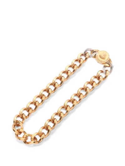 Pre-owned Versace 2010 Medusa Curb-chain Necklace In Gold