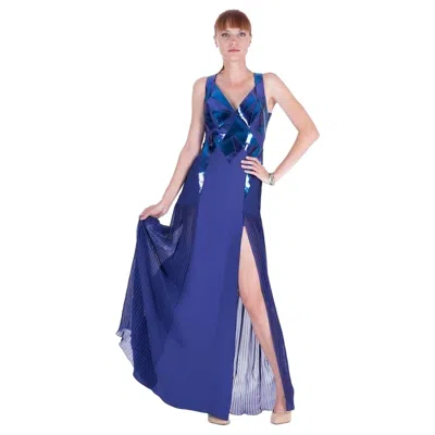 Pre-owned Versace 2010 Vintage  Amethyst Silk And Leather Dress Gown In Purple