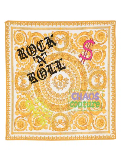 Pre-owned Versace 2010s Baroque-print Scarf In Yellow