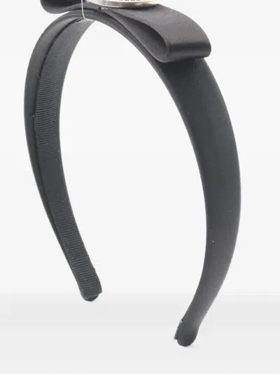 Pre-owned Versace 2010s Bow Medusa Headband In Black