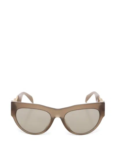 Pre-owned Versace 2010s Medusa Greca Cat-eye Frame Sunglasses In Brown