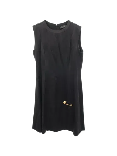 Pre-owned Versace 2010s Medusa Safety Pin Mini Dress In Black