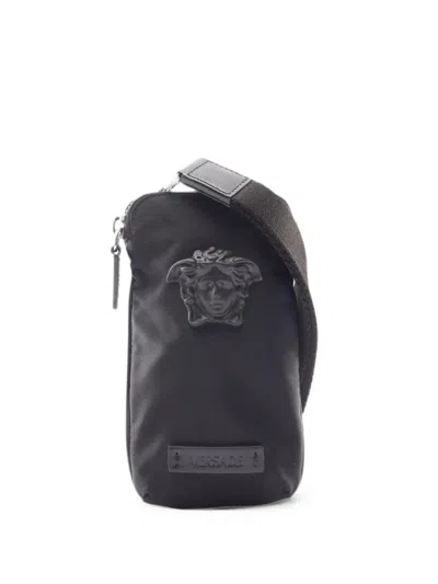Pre-owned Versace 2010s Mini Medusa Plaque Shoulder Bag In Black