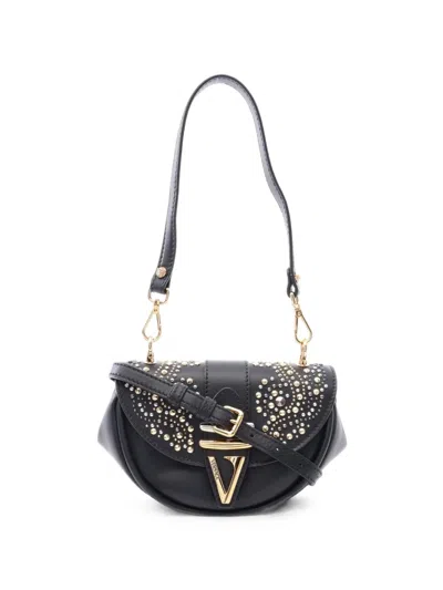 Pre-owned Versace 2010s Small Virtus Studded Shoulder Bag In Black