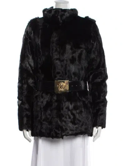 Pre-owned Versace 2013 Goat Fur Faux Fur Coat In Black