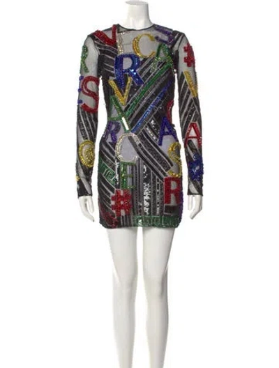Pre-owned Versace 2015 Mini Dress In Black