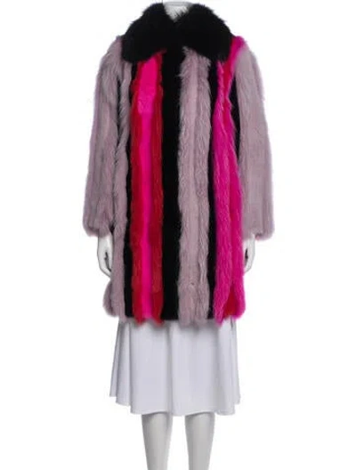 Pre-owned Versace 2016 Fox Fur Coat In Pink