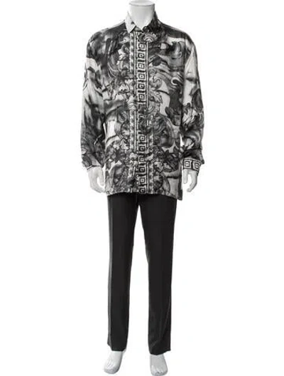 Pre-owned Versace 2018 Silk Dress Shirt In Black