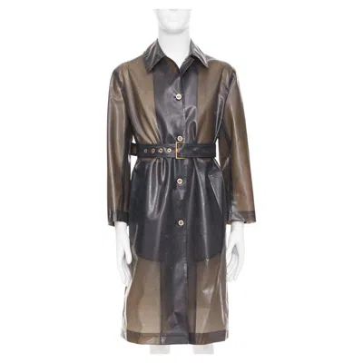Pre-owned Versace 2019 Black Transparent Latex Pvc Crystal Single Breasted Coat Eu38eu38