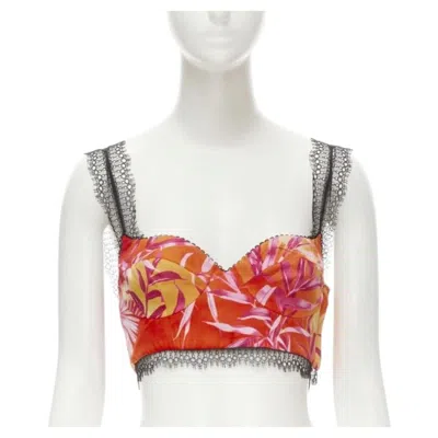 Pre-owned Versace 2020 Iconic Jlo Jungle Print Pink Tropical Bralette It36 Xxs