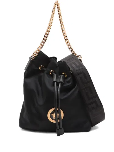 Pre-owned Versace 2020 Medusa Chain Bucket Bag In Black