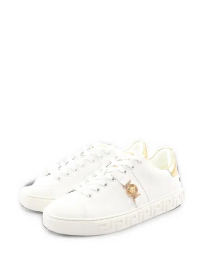 Pre-owned Versace 2020s Logo-plaque Sneakers In White
