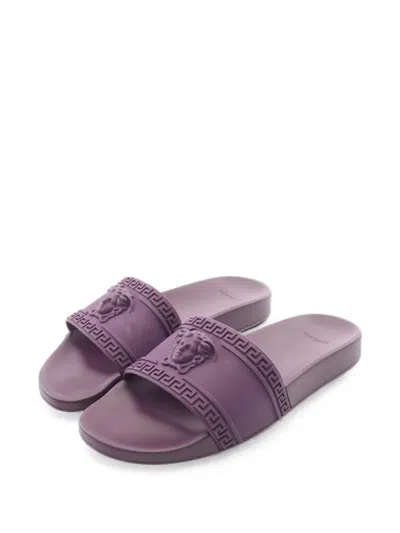 Pre-owned Versace 2020s Medusa Slides In Purple