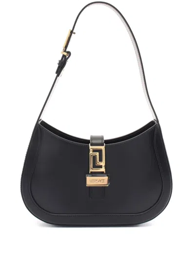 Pre-owned Versace 2020s Small Greca Goddess Shoulder Bag In Black