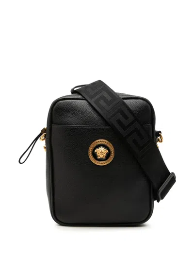 Pre-owned Versace 2021 Leather Medusa Crossbody Bag In Black