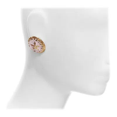 Pre-owned Versace 2021 Runway Tresor De La Mer Pink Enamel Gold Greca Starfish Earring