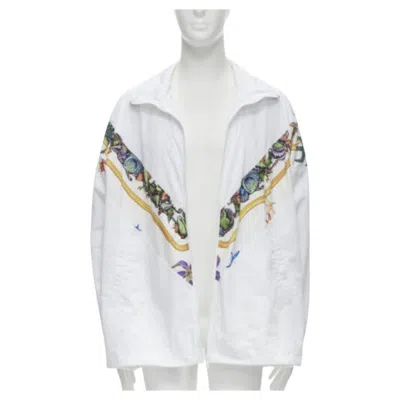 Pre-owned Versace 2021 Tresor De La Mer Starfish Print White Track Jacket Top It52 Xl