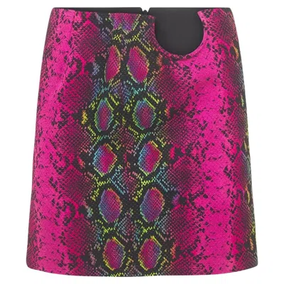 Pre-owned Versace 2021  Python Print Viscose Cady Mini Skirt Sz 38 In Brown
