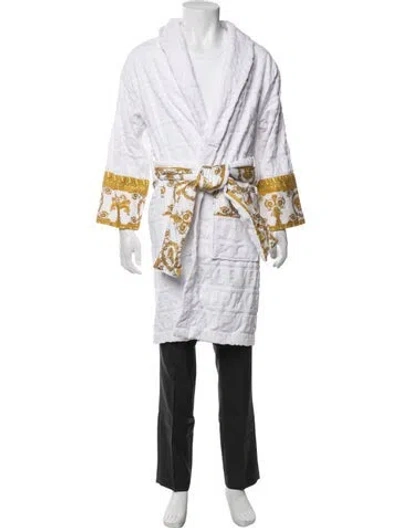 Pre-owned Versace 2023 Medusa Insignia Robe In White
