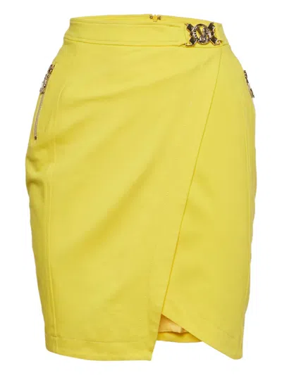 Pre-owned Versace 2024 Belted Wrap Skirt In Yellow
