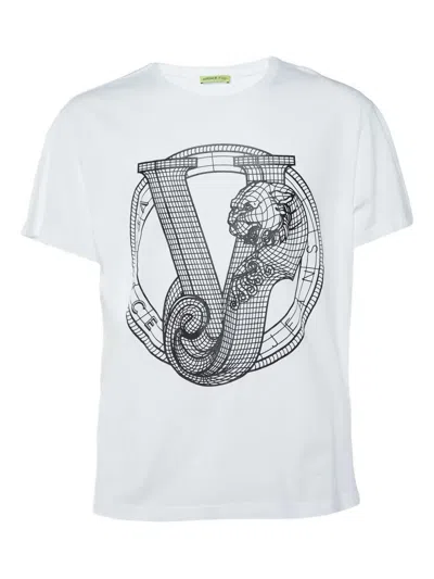 Pre-owned Versace 2024 Logo-print T-shirt In White