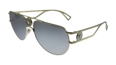 Pre-owned Versace 2225 12526g Aviator Sunglasses In Pale Gold