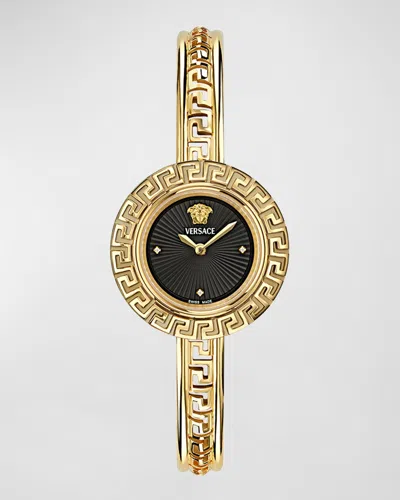 Versace 28mm La Greca Bangle Bracelet Watch With Diamonds In Yellow Gold