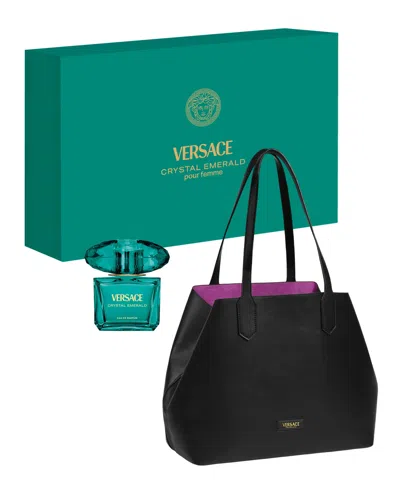 Versace 2-piece Crystal Emerald Eau De Parfum Summer Set With Tote Bag In Transparent