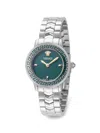 Versace 30mm V-icon Greca Watch In Silver